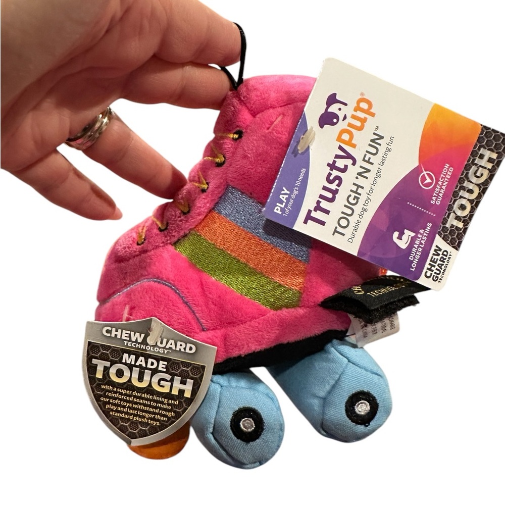 TRUSTY PUP Tough 'N Fun 6" Roller Skate Plush Squeaky Dog Chew Toy